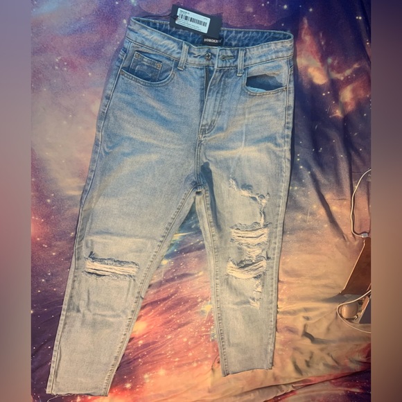 MOMOKROM light wash baggy jeans with raw hem, size 4US/8UK/36EU. NEW WITH TAGS - Picture 5 of 6